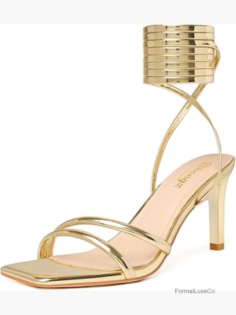 Kitten Heeled Sandals With Ankle Strap Stiletto Heels Summer Wedding Party